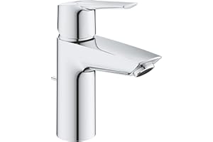GROHE QUICKFIX Start Robinet de salle de bains lavabo, mousseur économie d'eau, avec tirette de vidage, bonde incluse, installation et nettoyage facile, taille S, chromé, 24209002 (Import Allemagne)