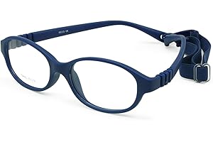 EnzoDate Marco de gafas Boy con correa Tamaño 50/16 de una pieza Sin tornillo Seguro, lentes flexibles para niñas flexibles, gafas ópticas para niños durante 9+años