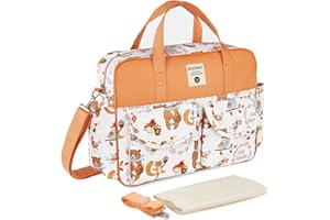 SONARIN Grande Capacità Multifunzionale Borsa Fasciatoio per Neonato,Borsa per il Cambio Borsa a Tracolla Borsa per Pannolini da Viaggio Impermeabile con Spalline & Fasciatoio