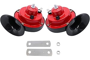 YUCHENSHLP 12V New Loud Snail Air Horn Set Dual Tone for Car Bike Van Boat Siren Twin Lorry(Red)
