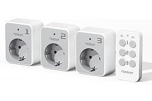 TESSAN Jeu de Prise Telecommande sans Fil, Portée 30,5 M, 3600 W Intérieures Prise Electrique avec Telecommande et Interrupteur, pour Décoration, Électroménager, Éclairage, Lot de 3