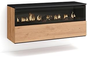 Skraut Home | Elektrokamin LED | Elektrische Kamine | 102x45x35cm | 1 Öffnung, 1 Tür | Elektrokamin. Maße | Hängend | Moderner Stil | Eiche Schwarz