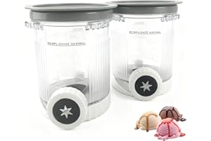 Macayda 2 Stück Behälter für Ninja Swirl by CREAMi Softeis- & Eismaschine, 480 ml Eisbehälter für NC701EU Zubehör für Ninja Creami BPA-frei, spülmaschinenfest (2)