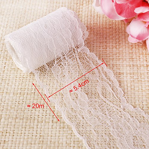 20M*5,5CM Vintage Spitzenband Weiss Spitzenborte Nähen Kleidung Deko - 4