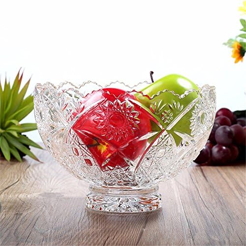 LOSTRYY Glass Round Fruity Transparent Creative Modern European Fruit Plate Large Living Room Plate Cutlery, B