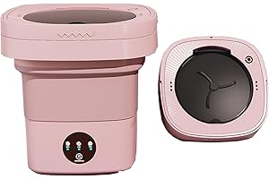 AMZTEMU 8L Portable washing machine, Mini lavadora portatil con centrifugado, Lavadora pequeña para Ropa de Bebé, Ropa Interior o Artículos Pequeños, Dormitorio, Camping -EU Power(rosa)