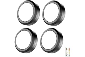 MOUJUCHI eclairage led cuisine sous meuble, 4 PCS spot led sans fil lampe de placard lumiere led sans fil avec télécommande et fonction minuterie - Blanc