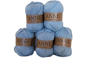 BORGO DE' PAZZI FIRENZE 5 gomitoli da 50 grammi filato 50% lana vergine 50% acrilico prodotto in Italia (azzurro 277)