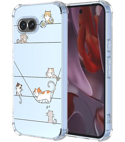 Custodia Per Google Pixel 9A 5G Con Gatto | Silicone Morbido Con Glitter | Antiurto E Antigraffio | Ultra Sottile | Cover Soggettiva