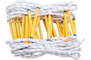 U Yoo Échelles de Secours 15M avec Mousquetons-Échelle de Corde d'évacuation d'urgence Extérieure-Charge Max 200KG- Échelles de Corde pour Incendie,Évacuation de Fenêtre, Balcon, Escalade