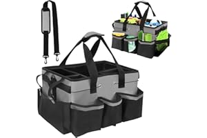 LES-THERESA Cesta de limpieza universal, 40 x 23,5 x 27,5 cm, con asa, gran bolsa organizativa para productos de limpieza, para el hogar, el coche y el baño, gris