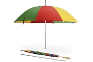 JEMIDI Parasol Plage Pliable Compact - Parapluie Anti UV & Pluie 2 en 1 - Léger & Facile à Transporter - Poignée Amovible Incluse - Multicolore