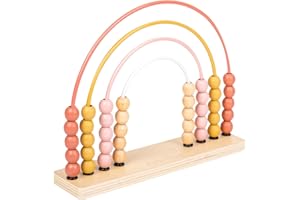 FYKERO Rainbow Wooden Abacus for Kids-Wooden Math Counting Abacus with Colorful Beads,Learning Game Add Subtract Abacus,Educational Counters for Kids,Preschool Development and Activity Toys,Pink