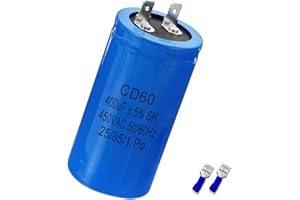 Iruihoo CD60 450 V 400uf Condensadores de motor, 50/60 Hz, condensadores de arranque con enchufe, 400 µF 450 V para motor eléctrico