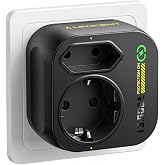 LENCENT Adapter Plug Surge Protection up to 13,500A | Multiple Wall Socket Protection for Ground Socket (3600 W 16 A)