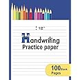 Handwriting practice paper: 100 blank writing pages, handwriting practice paper with dotted lines for kids, 1/2 inch wide ruled writing practice paper with dotted midline