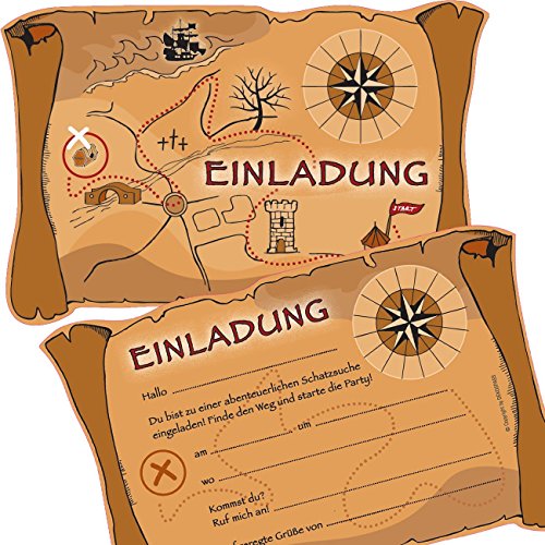 165-tlg. * PIRATEN und SCHATZSUCHE * Set für Kindergeburtstag // mit Schatzkisten Schatzkarte Goldmünzen Deko Luftballons Einladungen Mitgebsel Tüten u.v.m. // Geocaching Mottoparty - 8