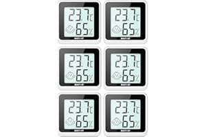 BMUT Lot de 6 mini thermomètres hygromètres à poser et à coller à l'intérieur, au salon, au bureau (humidité et température)