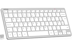 Arteck 2.4G Wireless Keyboard Ultra Slim and Compact Keyboard with Media Hotkeys for Computer Desktop PC Laptop Surface Smart TV and Windows 11/10/8/7, Silver