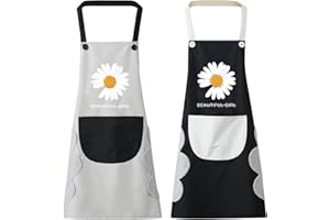 EULAPGOE 2 Piezas Chef Delantal, Delantal Impermeable conToallitas para Las Manos en Ambos Lados, Delantal de Cocina Ajustables para Jardinería Restaurante Barbacoa Cocinar Hornear