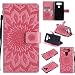 Produktbild LG V20 hülle,LG V20 Handyhülle,LG V20 Leder Wallet Tasche Brieftasche Schutzhülle ,Lonchee Sonnenblumen geprägten Muster Design Hochwertige PU Leder Folio Tasche Case Hülle im Bookstyle mit Standfunktion Kredit Kartenfächer (rosa)