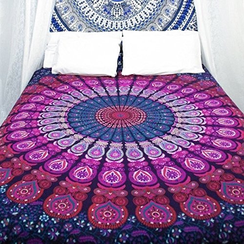 Tapestry Double Pink purple New more Beach Sheet Indian wall Hanging Mandala BedSpread Dorm Decor Tapestries 92x82 Inches by Aakriti Gallery