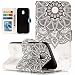 Produktbild Lanvi go Hülle für Samsung Galaxy J3 DUOS (2017) SM-J330F/DS, 3D PU Leder Flip Cover Brieftasche Schütz Hülle Abdeckung Ledertasche für Samsung Galaxy J3 (2017) DUOS (Blume Weiß)