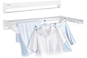 ‎LEIFHEIT Leifheit Wandtrockner Telegant 81 Protect Plus zum Ausziehen, hängender Wäschetrockner im kleinen, kompakten Format, Wäscheständer Wand ausziehbar, Wandwäschetrockner für drinnen und draußen geeignet