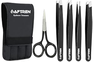 AFTREN Professionelles Augenbrauen-Pinzetten-Set aus Edelstahl, beste Präzisionspinzette für Augenbrauen Zupfen, Gesichtshaare und Mitesser eingewachsene Haarentferner (Schwarz)