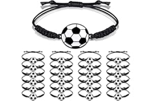 Mishopy 24 Pezzi Calcio Braccialetti Bambini Calcio Gadget Compleanno Gioielli Braccialetto Amicizia Regolabile Intrecciati per Bambini Ragazza Calcio Football Festa Party Bomboniere Regalo