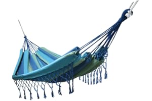 Kronenburg Hamac suspendu pour plusieurs personnes avec franges 320 x 160 cm charge jusqu'à 300 kg