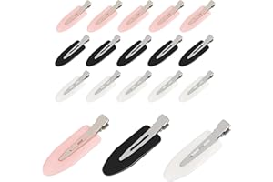 SALEEPENDENT 18 Piezas Pinzas para el Pelo sin Doblar Clips, Pinzas para el Cabello sin Pliegues de Clips de Peinado, sin Arrugas Pinzas para el Cabello para Mujeres Niñas, Negro*6, Blanco*6, Rosa*6.
