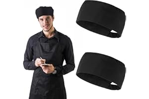 YOLEV 2 Piezas Gorro Cocinero Hombre para Cocina Servicio de Alimentos Gorro de Chef Ajustable Negro para Cocina Servicio de Alimentos Gorro Cocina Mujer Servir y Otros Trabajos