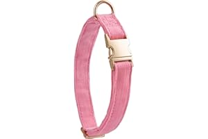 YUDOTE Ultraweiches Hundehalsband natürliche Baumwolle Cord für Groß Hunde mit empfindlicher Haut,Rosa