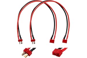 YIXISI 2 Pezzi T-Plug Cavo di Prolunga, T-Plug Maschio a T-Plug Femmina con Cavo in Silicone 30cm 14AWG, T-Plug Cavo di Prolunga Adattatore, per RC Lipo Batteria FPV Drone