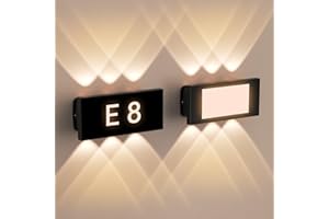 STASUN 2 Pack DIY House Number Wall Light, IP66 Waterproof Indoor/Outdoor LED Wall Lamp, 12W 3500K Warm White Wash Light, Modern Wall Lighting for Living Room, Bedroom, Hallway, Stairs, Hotel