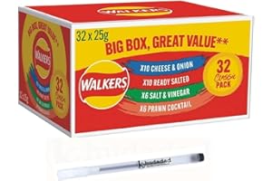 KHUDADAD Walkers Crisps Big Box 32x25g contains 4 Different Flavours 32pksx25g - Variety Crisp Pack