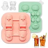 2Stück Eiswürfelform Silikonform Set, Lustig Eiswürfelform Silikon Motive mit Pinguin-form und Bären-form, Silikon Eiswürfel 