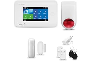 HUXGO® HXA006 Sistema di allarme casa senza fili con radio Sirena esterna WiFi + GSM | Impianto allarme casa kit con 1x sensori di allarme per finestre/portes, 1x rilevatori di movimento