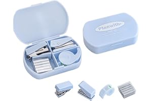 VALICAER Mini Tacker Set Mini Heftgerät Tacker Klein Mini mit 500 Standard No. 10 Heftklammern, Lochzange für Papier 5.5mm Klebebandabroller inkl, Tragbar für Schulen Arbeitsplätze Familien Unternehmen (Blau)