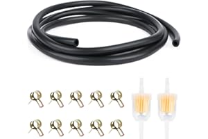 RUNEAY Kit de tuyau d'essence, tuyau de carburant de 2 m de diamètre 5 mm avec 2 filtres à essence et 10 colliers de serrage pour voiture, moto, tondeuse à gazon, scooter