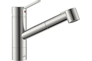 APPASO Grifo de cocina extensible, grifo de cocina de alta presión con ducha, grifo mezclador de cocina con 2 tipos de chorro, grifo de cocina giratorio 120° Cepillado [protección de patent]