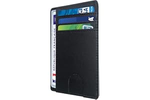 O³ Porte Carte identité française, Cuir Veritable - Blocage RFID, Portefeuille Carte bancaire Anti piratage, Anti fraude | Élégant et Minimaliste (Noir) (S)