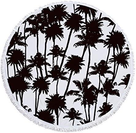 OYOTRIC 150cm Round Roundie Indian Mandala Beach Towels Blanket Yoga Picnic Mat Thick Terry Cotton with Fringe Tassels (A6)