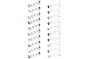 AceFun Piercing à Lèvres en Acrylique et Acier Chirurgical Labret Stud 16G Monroe Oreille Tragus Helix Earring Bar 8mm 10m CZ Top