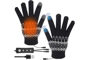 NAVESO Guanti riscaldati USB, guanti caldi invernali, guanti riscaldati, unisex, lavabili per touchscreen, temperatura regolabile, guanti riscaldanti su entrambi i lati (nero)