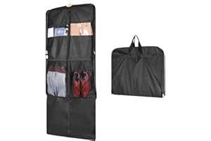 Syeeiex Long Dress Bag, Breathable 60 inch Tri-fold Dress Cover With 2 Large Mesh Pockets, Dustproof Dress Garment Bags For Travel and Storage, Wedding Dress Bags For Dress, Evening Grown, Suit, Coat