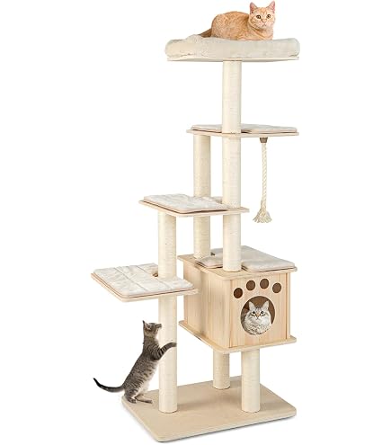 PETSITE Katzenbaum 175 Cm – Moderner Kratzbaum Mit Sisal, Höhle, Sitzstange Für Große Katzen