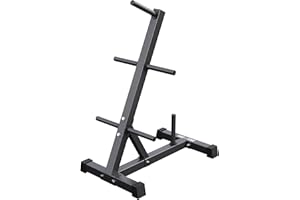 GORILLA SPORTS® Support pour Poids - avec/sans Set Disques 77,5kg, 6 Barres, Ø 30mm, Charge Max 200kg, Acier, Noir/Blanc - Rack de Rangement Poids, Stockage d'Haltères, Professionnel, Musculation, Gym