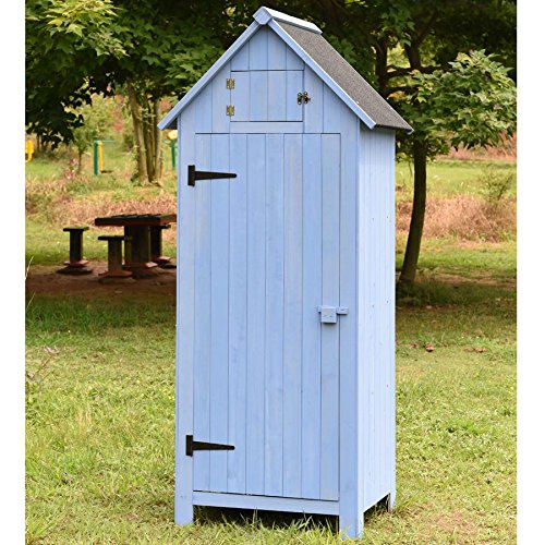 Holz Gartenschrank 179cm Blau - 2